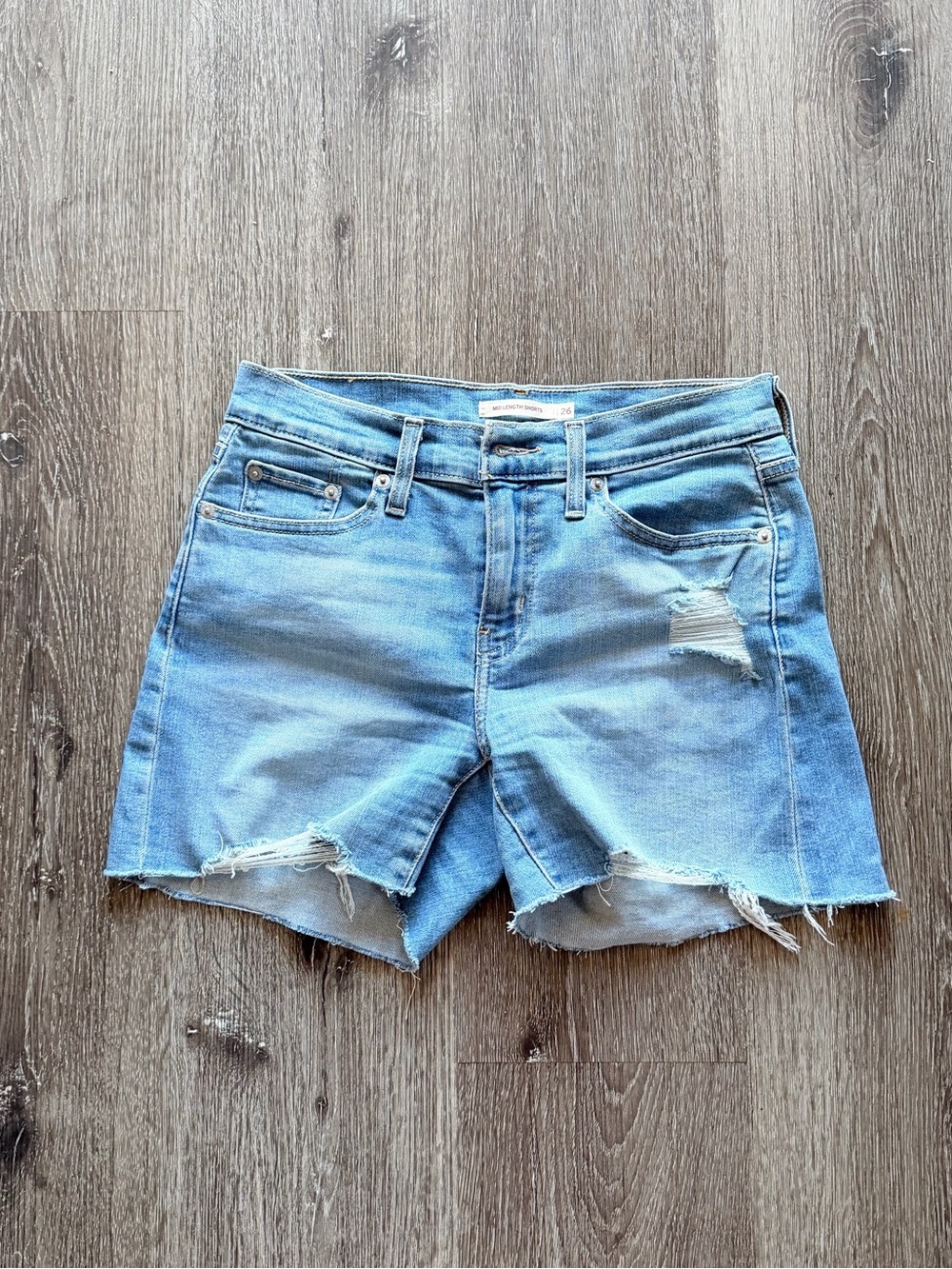 Levi's Light Blue Distressed Denim Cutoff Shorts